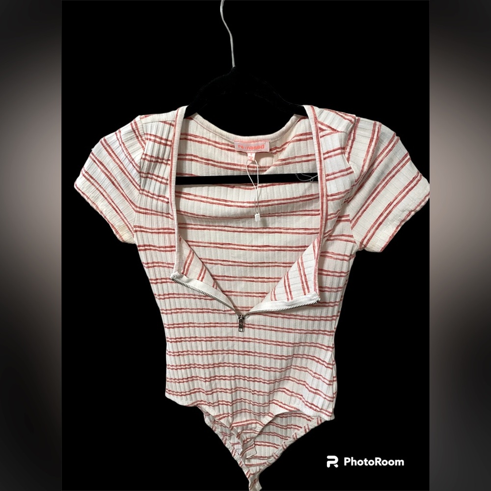 Striped body suit.